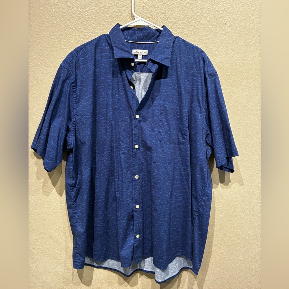 Peter Millar Men’s Button-Down Shirt – Blue Water – Short Sleeve